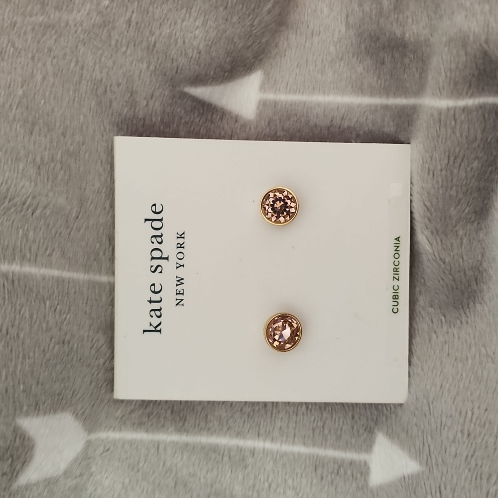 New! ❤️♠️Kate Spade Pink CZ Earrings Valentines Day!